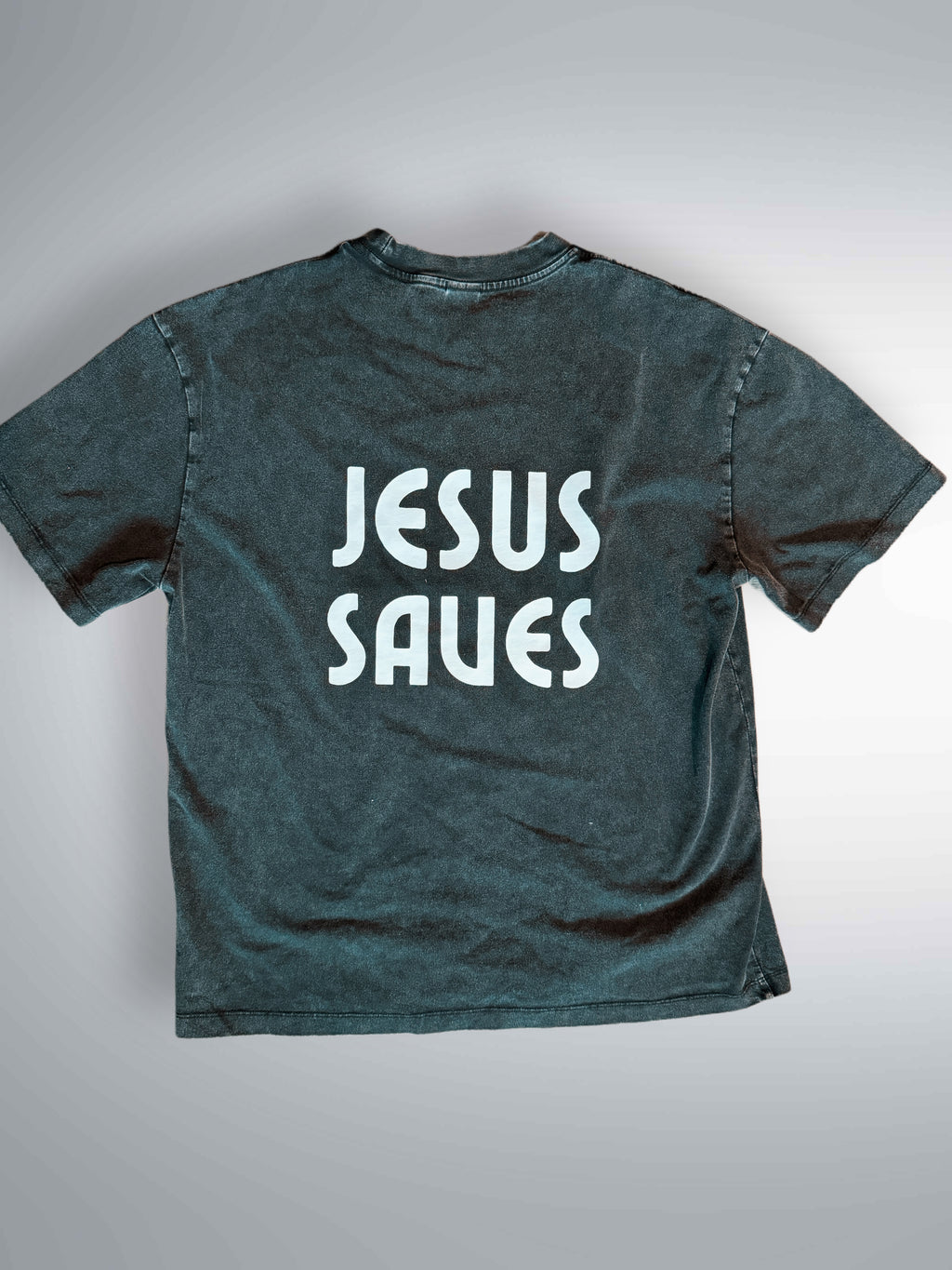 JESUS SAVES Acid Wash oversized Tee