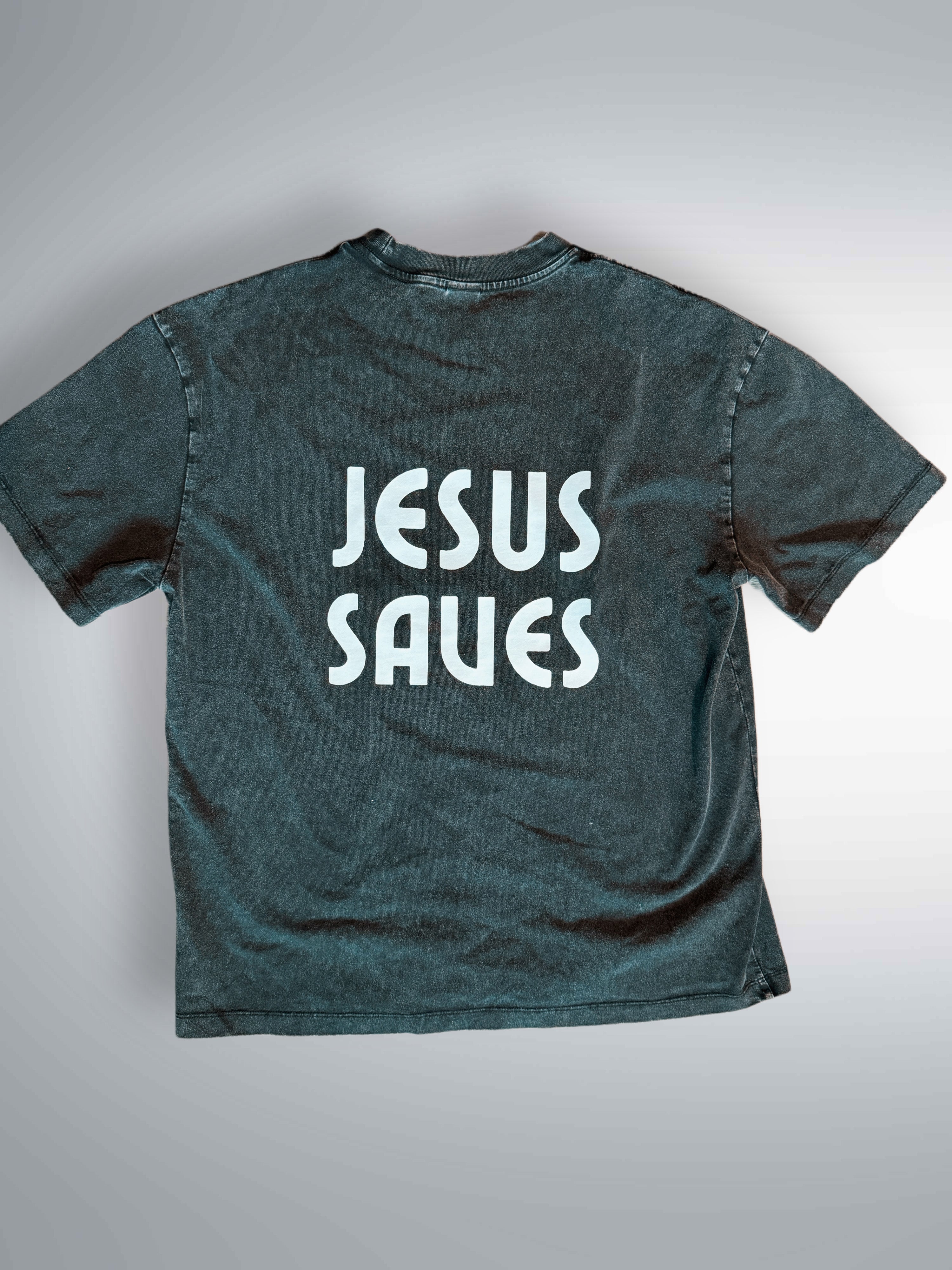 JESUS SAVES Acid Wash oversized Tee
