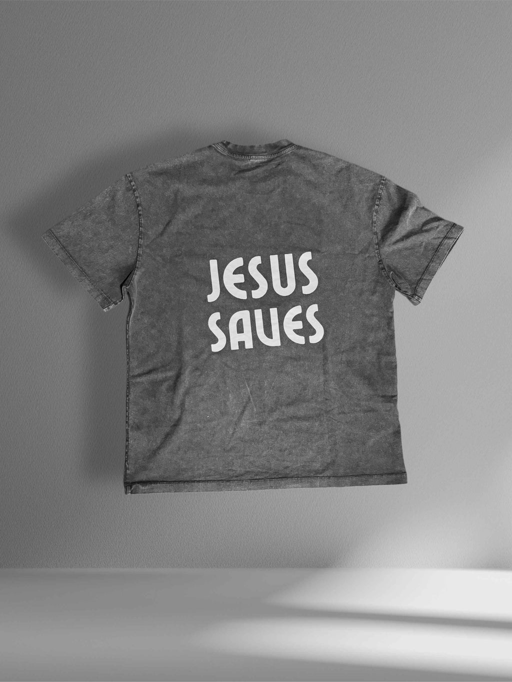 JESUS SAVES Acid Wash oversized Tee