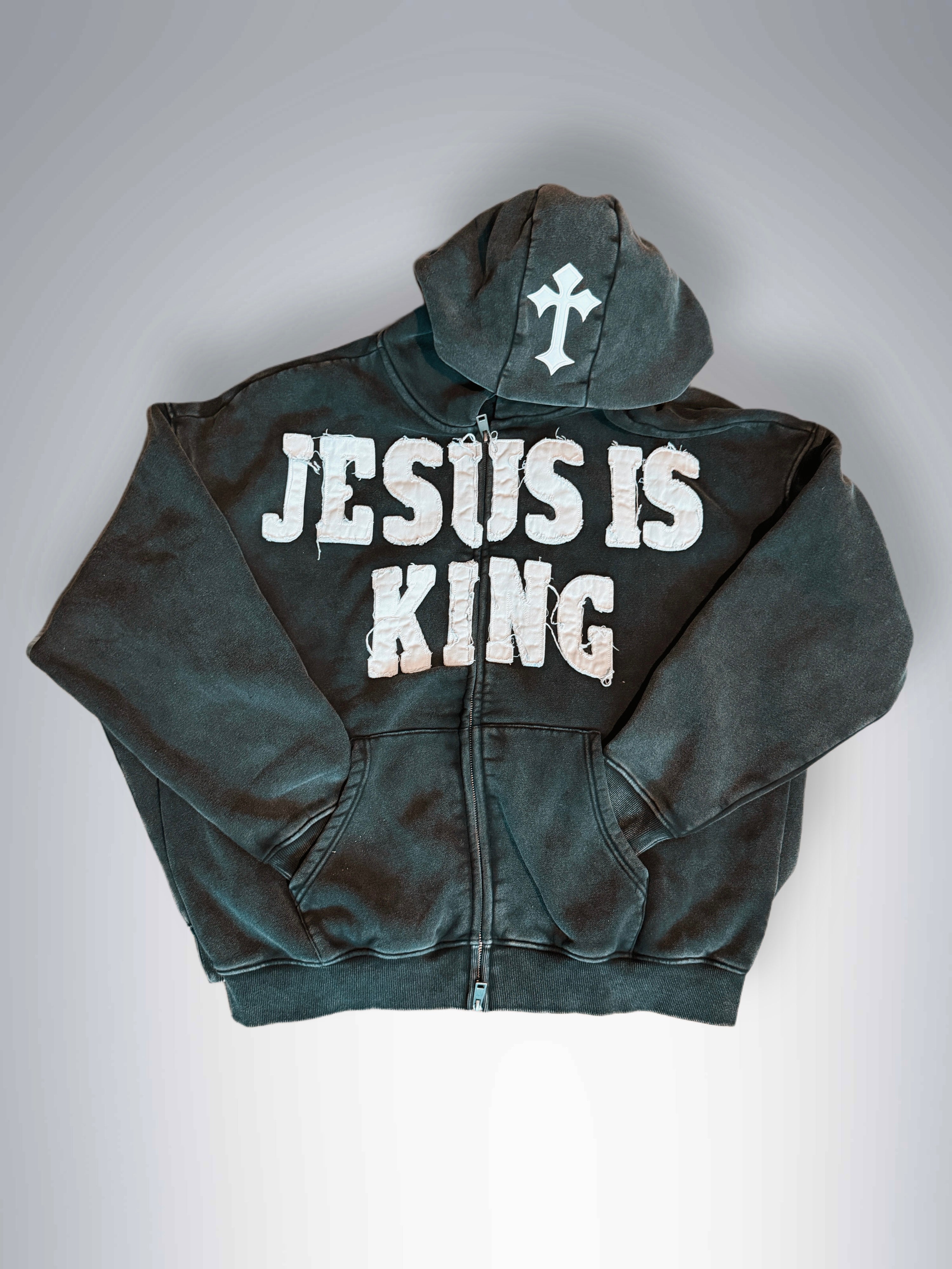 JESUS IS KING Acid Wash Heavyweight Jacket