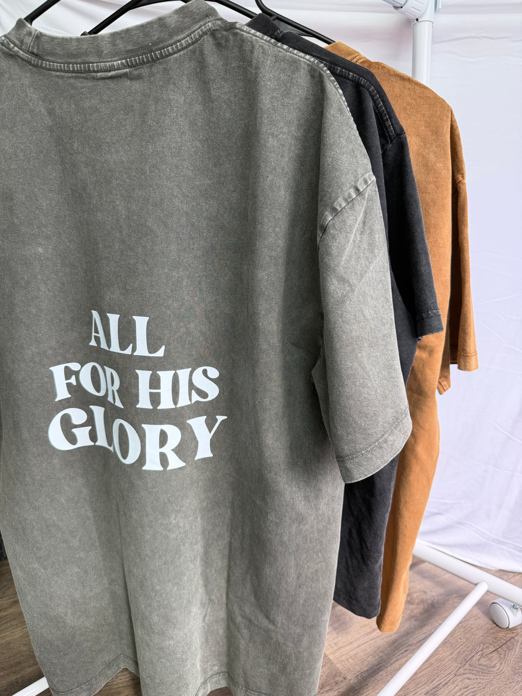 ALL FOR HIS GLORY Acid Wash Oversized Tee
