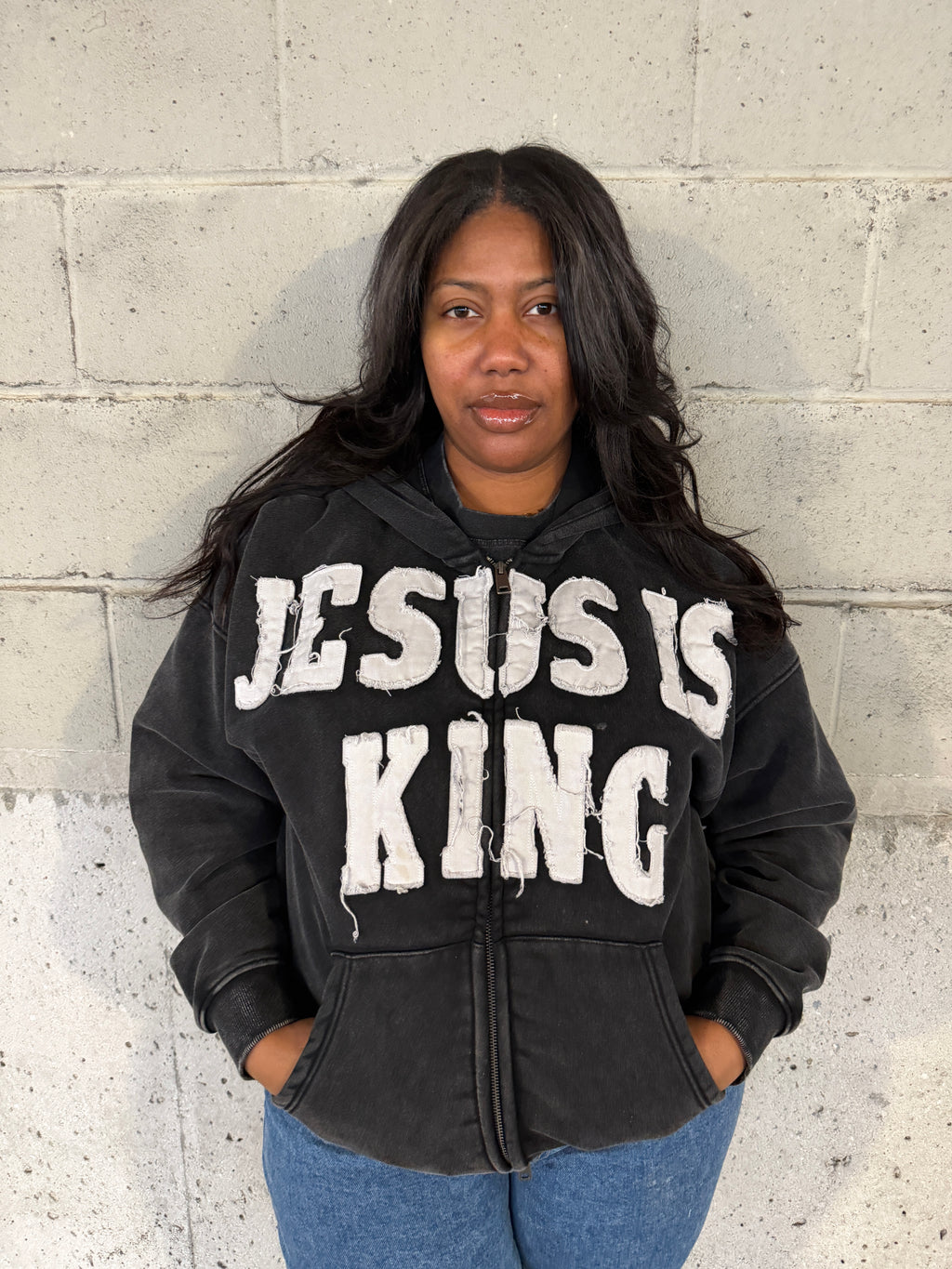 JESUS IS KING Acid Wash Heavyweight Jacket