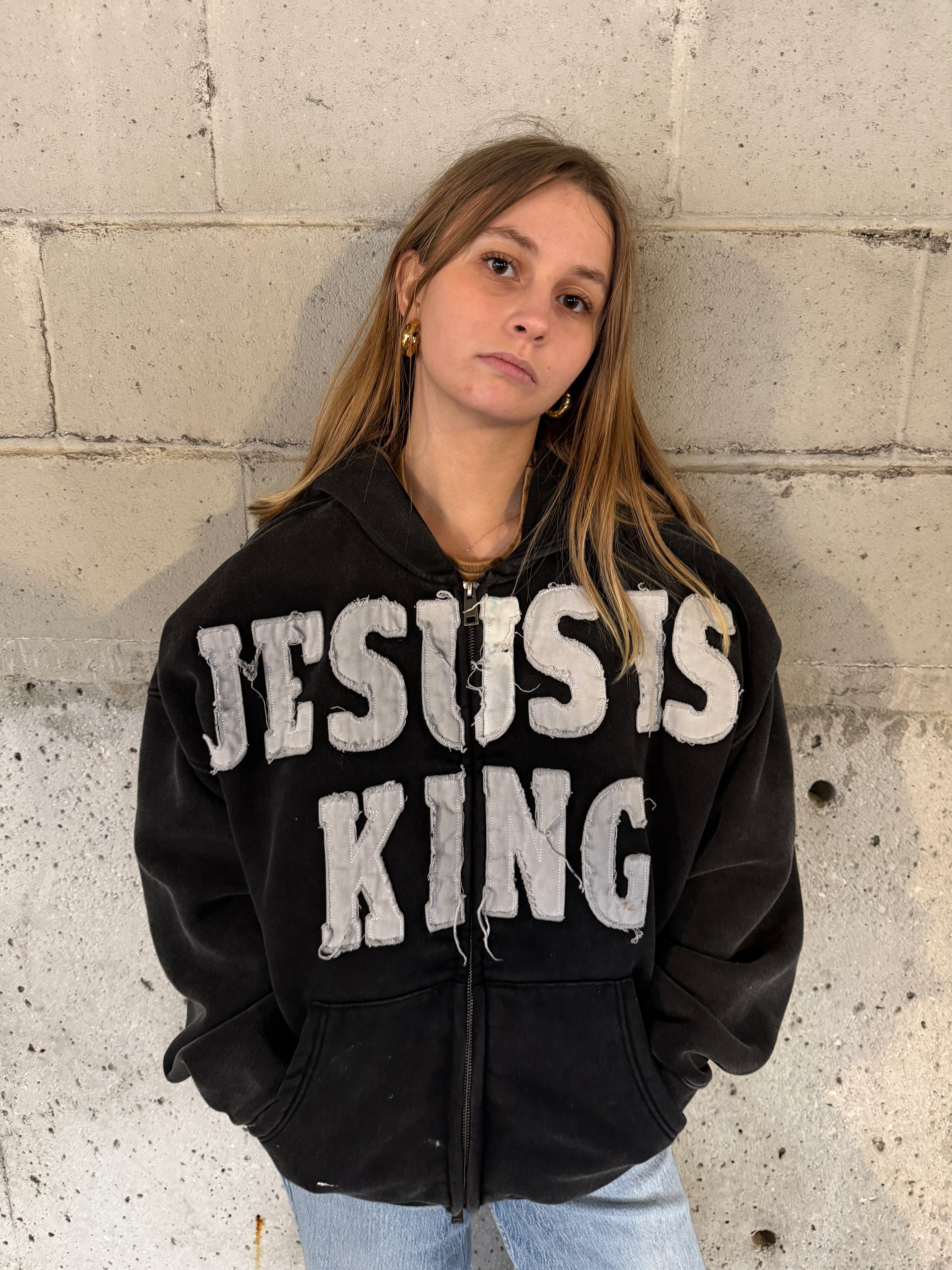 JESUS IS KING Acid Wash Heavyweight Jacket