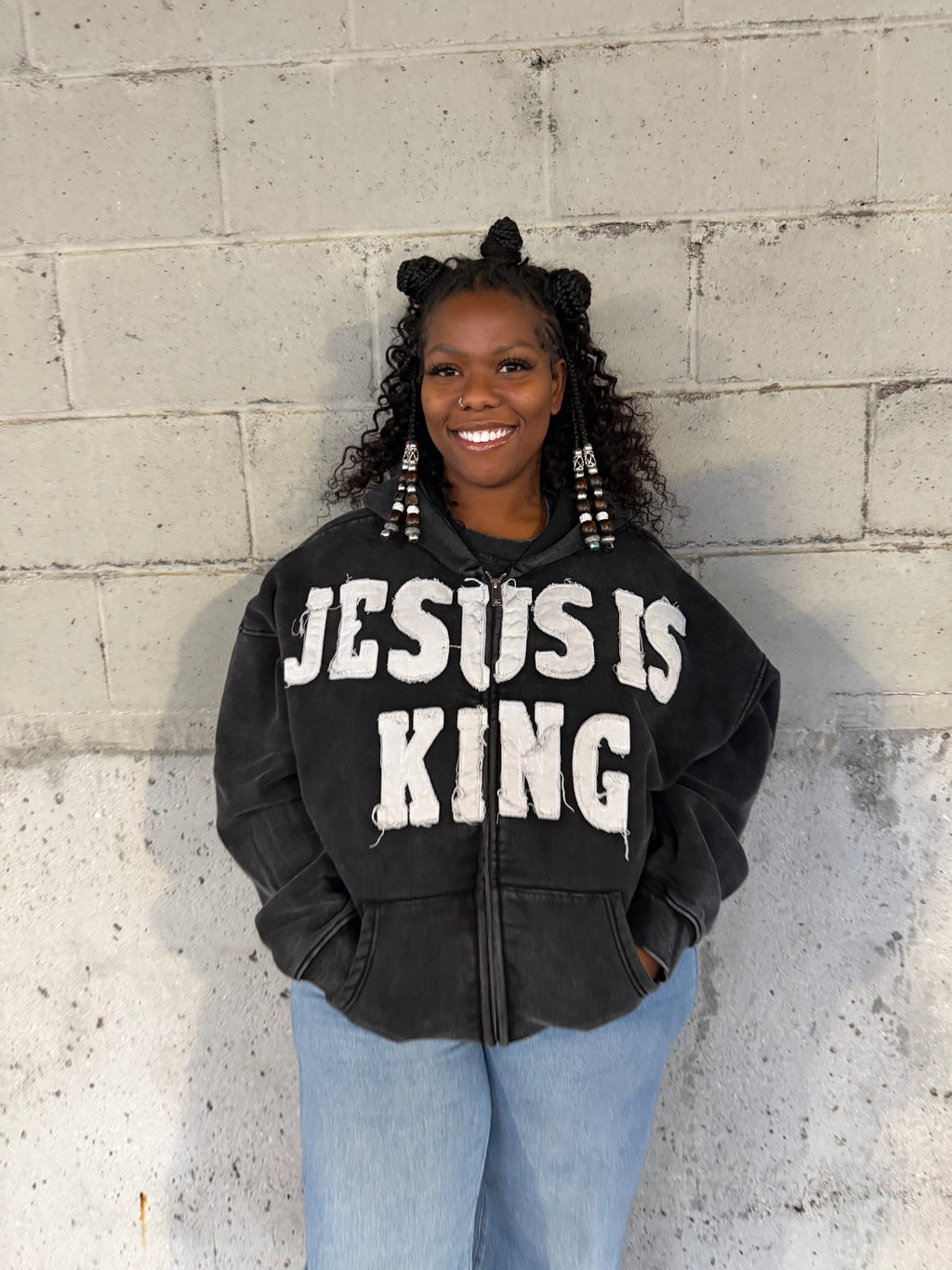 JESUS IS KING Acid Wash Heavyweight Jacket