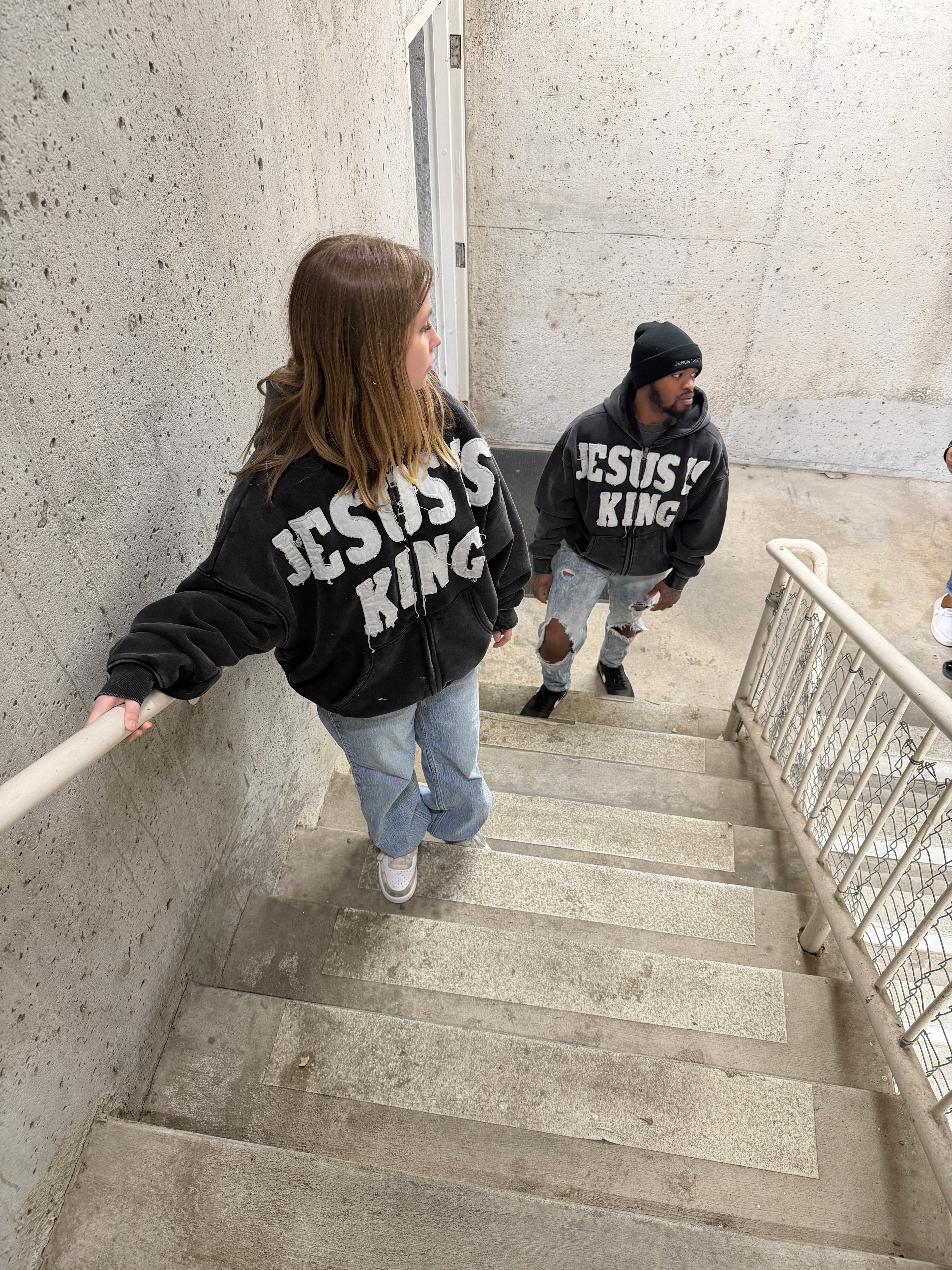 JESUS IS KING Acid Wash Heavyweight Jacket