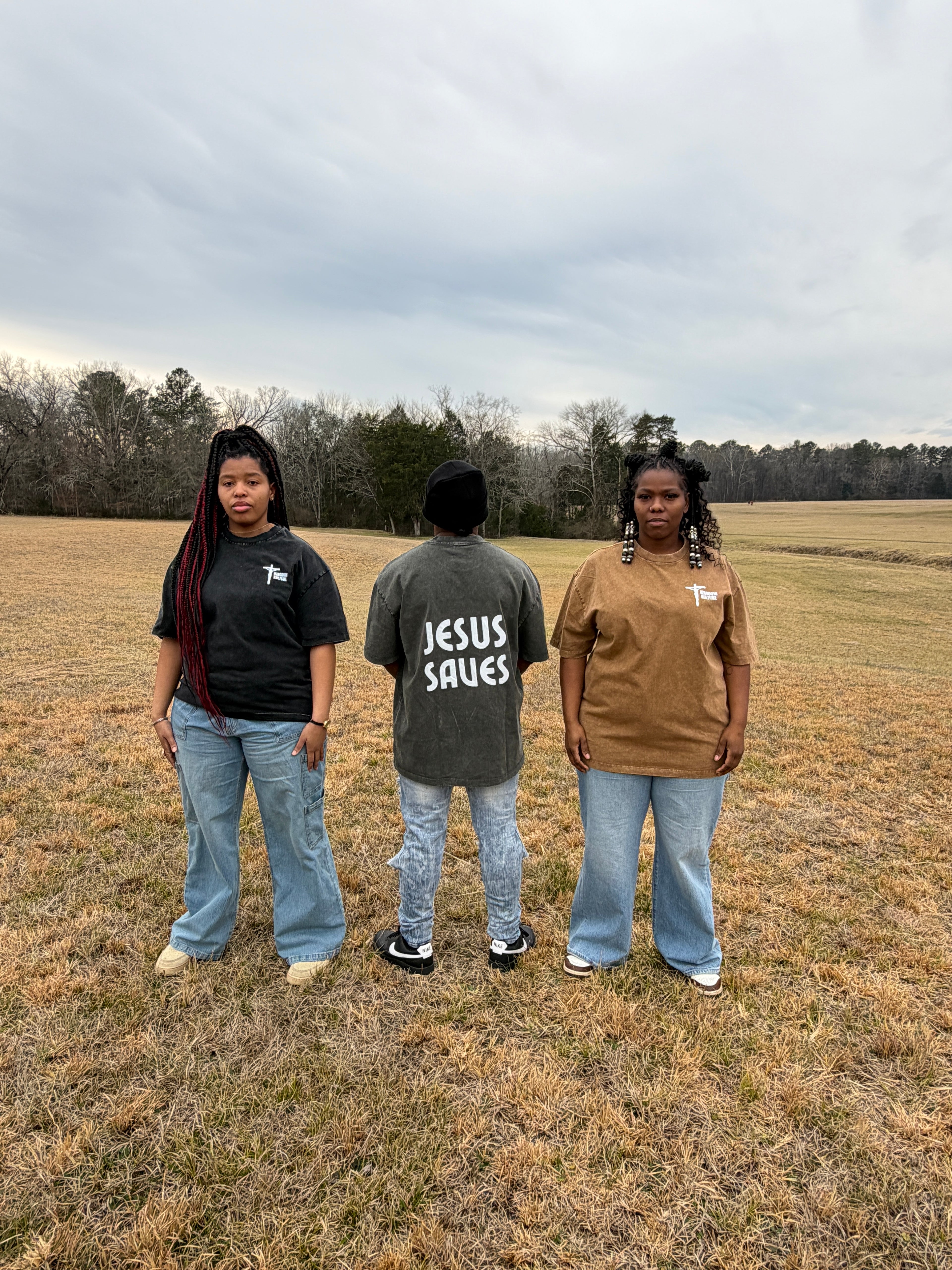 JESUS SAVES Acid Wash oversized Tee