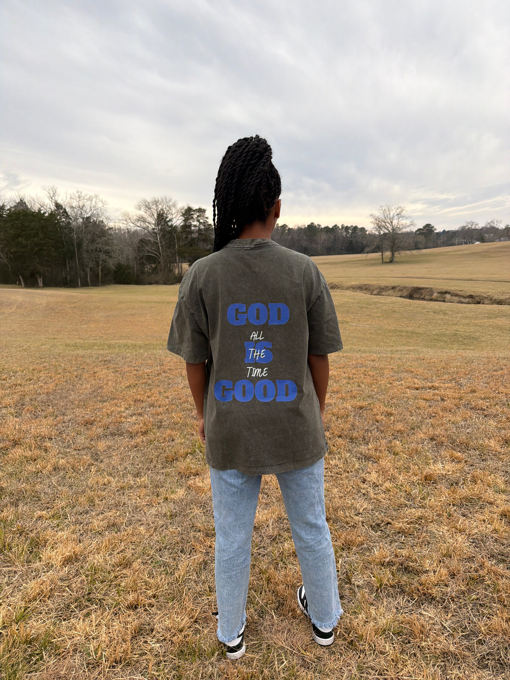 GOD IS GOOD Acid Wash Oversized Tee